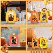 12 Pcs Fall Crafts Wooden Pumpkin Picture Frames Thanksgiving Photo Frames Bulk for DIY Crafts Autumn Decor