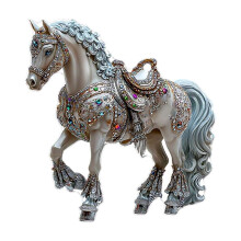 Horse Christmas Ornament Acrylic 2D 3.14 Inch White
