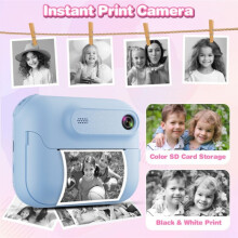 1080P HD Digital Instant Print Camera 1300mAh Kids Printer Camera with MP3 Player&5 Games for Girls Boys Birthday Gift B