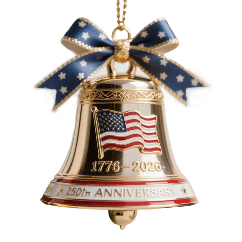 USA 250th Anniversary Bell Ornament Set 4 Pieces Silver 2