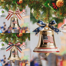 USA 250th Anniversary Bell Ornament Set 3 Pieces Silver