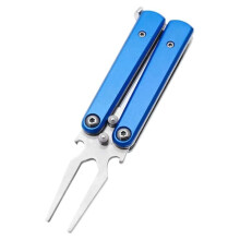 Alloy Forks Divot Repair Tool,Metal Foldable Butterfly Divot Tool with Bottle Opener, Course Gift