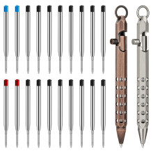 2Pack Bolt Action Pen Set, Hexagonal Solid Brass Pocket Pen with 20 Ballpoint Refills D