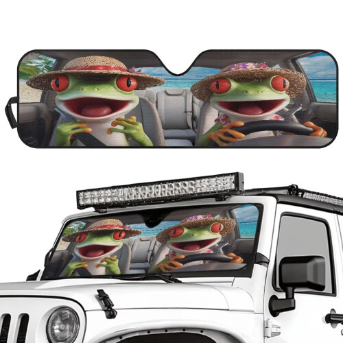 Foldable Hippie Frog Windshield Sun Shade Aluminum Foil 1 pc 1