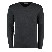 (XS, Graphite) Kustom Kit Mens Arundel V Neck Long-Sleeved Jumper