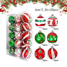 Christmas Ball Ornaments Red Green Glitter 30 pcs 6 cm