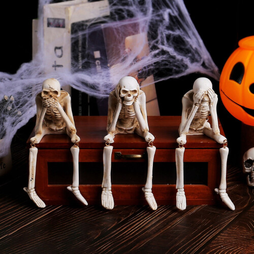 Skeleton Skull Ornament Resin 7.9 Inch 2