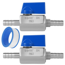 Barb Ball Valve Stainless Steel 2 pcs