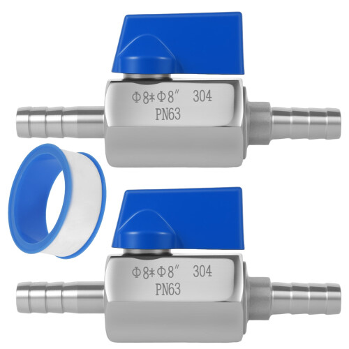Barb Ball Valve Stainless Steel 2 pcs