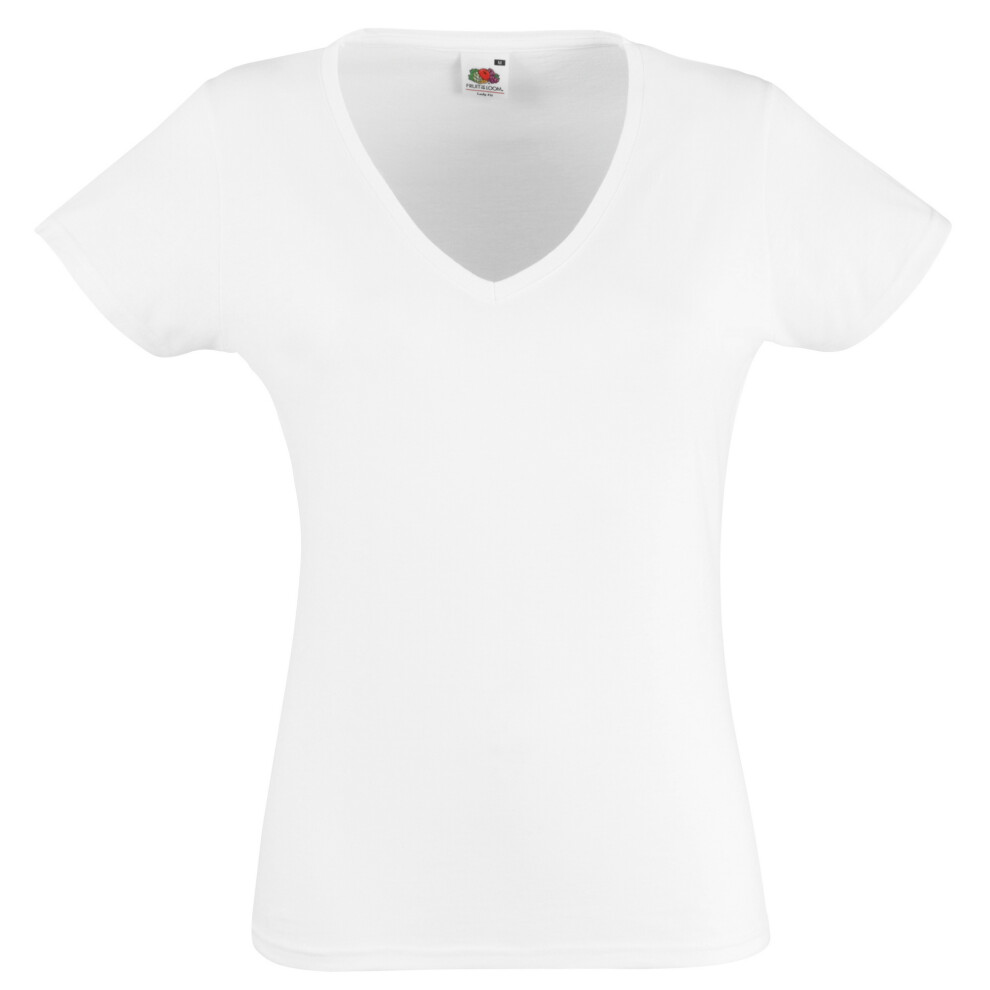 Fruit Of The Loom (Xs, White) Womens/Ladies Valueweight V Neck Lady Fit T-Shirt