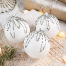 White Shatterproof Christmas Balls Plastic Ornaments 3.15