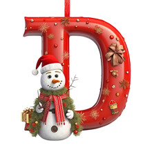 Snowman Christmas Tree Ornaments A-Z 26 Letters Red