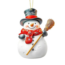 Christmas Snowman Ornament Blue Acrylic Flat 3 Inch