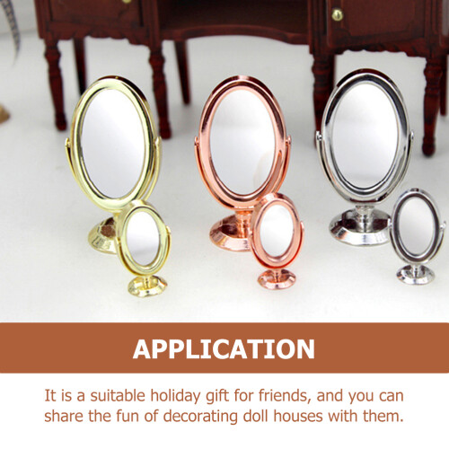 Vintage Golden Oval Mini Mirror 1 Set 1.8 x 1 in 1