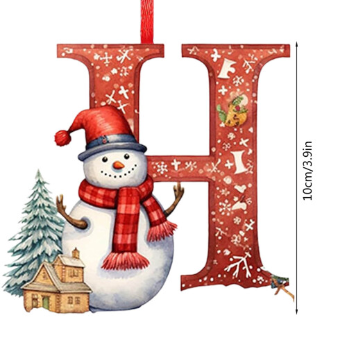 Snowman Christmas Tree Ornaments A-Z 26 pcs Red 2