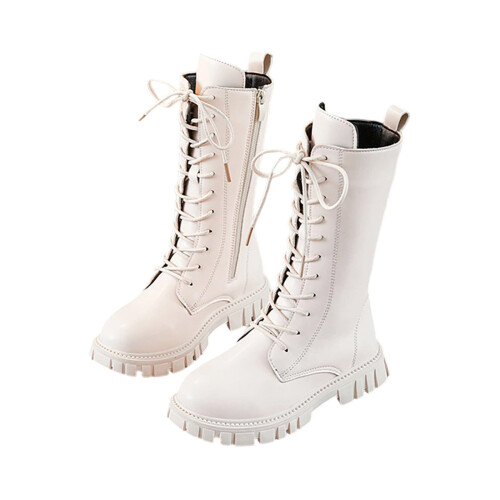 Women's PU Leather Riding Boots with Side Zipper and Chunky 1
