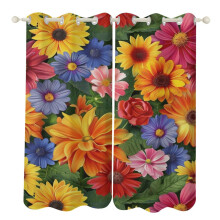 Floral Watercolor Blackout Curtains Grommet Thermal