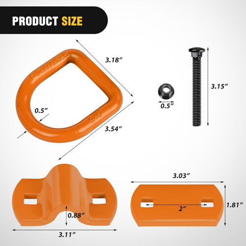 D-Ring Tie Down Anchors 1/2 inch 4 pcs 12000 lbs 1