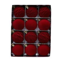YFTDEF Flocked Christmas Balls Wine Red 12 pcs 2.37 in