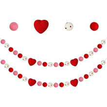 Valentine's Day Felt Ball Garland Red Hearts 2 pcs