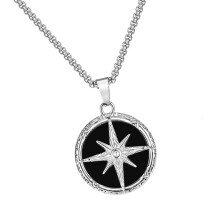 Stainless Steel Compass Necklace for Men Spiritual Jewelry