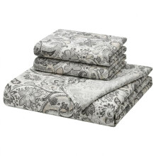 Ikea Rodgersia Bedding Set - Grey/White Flat Sheet (150X260 Cm) & Matching Pillowcase (2-Pack 50X80 Cm)
