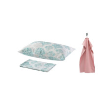 Ikea Rdfibbla Flat Sheet And Pillowcase Grey150X260/50X80 Cm With Hand Towel Pink 40X70 Cm.