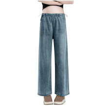 Maternity Jeans Straight Leg Blue Stretch Over Belly
