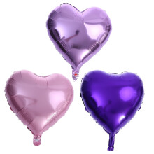 Heart Shaped Foil Balloon Purple 12 pcs 18 inch