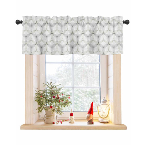 Abstract Geometric Flower Valance Sage Green Grey 60x18