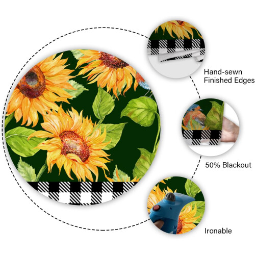 Sunflower Kitchen Curtains and Valance Set Floral Green 2