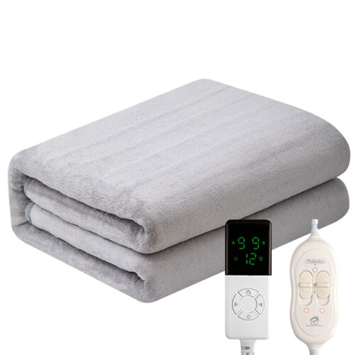 Heated Flannel Blanket Light Grey 32x60 Inches