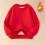 Kids Cotton Pullover Sweatshirt with Elbow Patches Red 3-4 2