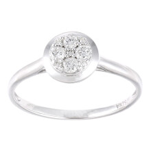 (M) Jewelco London 9ct White Gold Round 23pts Diamond Halo Engagement Ring - PR1AXL2391W