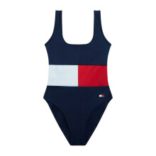 (12 UK, Dark Navy) Tommy Hilfiger Womens/Ladies Logo Colour Block One Piece Swimsuit