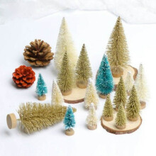 Mini Christmas Trees Snowy Pine Ornament Set 8 Pieces