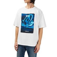 (XS, White) Diesel Mens T-Boxt Graphic Print Relaxed Fit Short-Sleeved T-Shirt