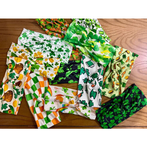 St. Patrick's Day Headband Green Shamrock Print Adjustable 2