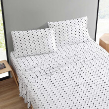 Marimekko - Queen Sheet Set Premium Cotton Percale Bedding Set With Matching Shams Lightweight & Breathable Bed Essentials (Kukkaketo Black Queen)