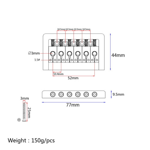 Electric Guitar Bridge TL Style 1 Set 7.7x4.4x0.95 cm 1