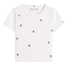 (9-10 Years, White) Tommy Hilfiger Girls Star Ribbed T-Shirt