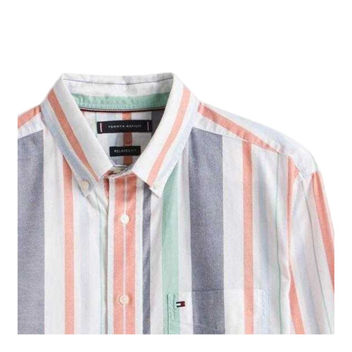 Tommy Hilfiger (L, Orange) Tommy Hilfiger Mens Stripe Woven Shirt 2