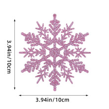 Christmas Snowflake Ornaments Pink Glitter Plastic 12 Pcs