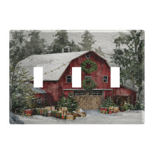 3-Gang Light Switch Wall Plate Outlet Cover Red Barn