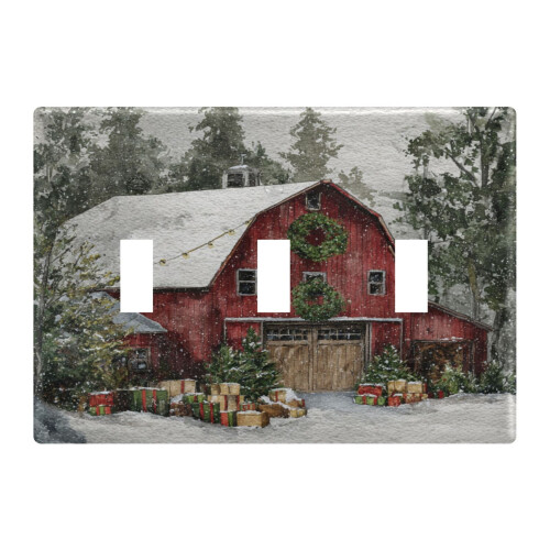 3-Gang Light Switch Wall Plate Outlet Cover Red Barn