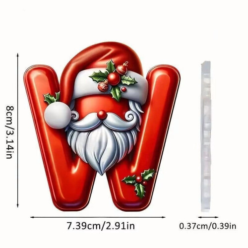 Christmas Initial Ornament with Red Hat and Santa Beard