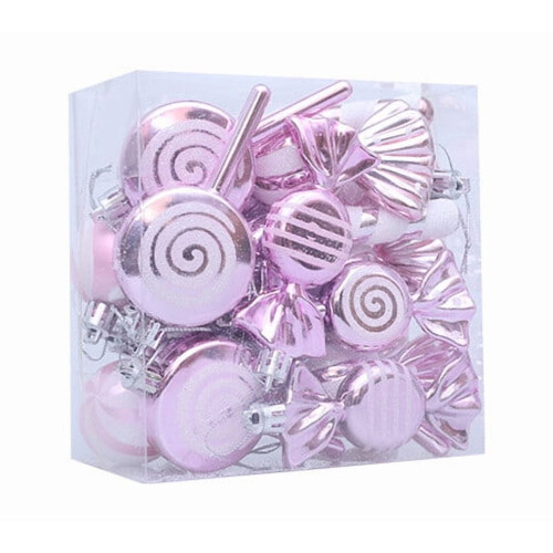 DAMAI Shatterproof Plastic Christmas Candy Ornaments Red
