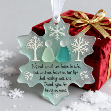 Snowflake Sea Glass Friendship Ornament 3D Ocean Art