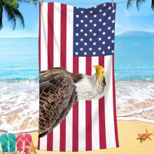 Eagle American Flag Beach Towel Cotton 30x60 inch