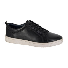 (12 UK, Black) Roamers Mens Leather Trainers